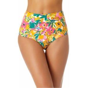 NWT Anne Cole Floral High Low Convertible Bikini Bottoms Size XL